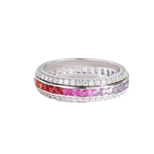 Princess-Cut Lab-Grown Rainbow Gemstone Ring | 18K Gold / 925 Silver Custom | BOCOS JEWELRY