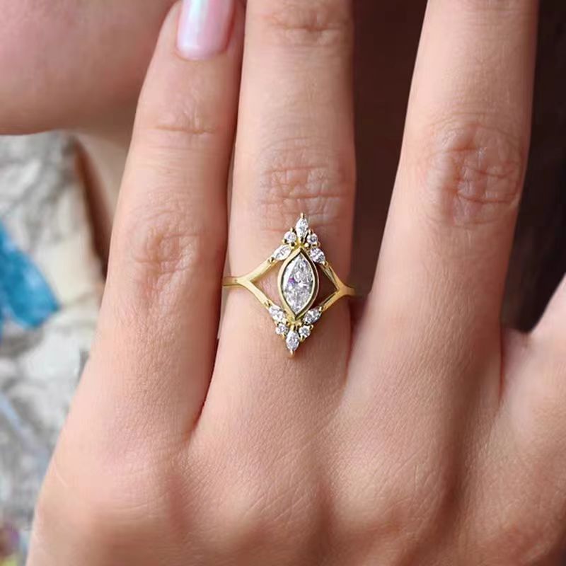 Marquise-Cut Moissanite Surround-Set Ring | 18K Gold Custom | BOCOS JEWELRY