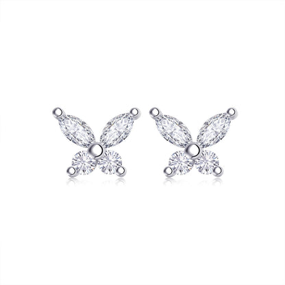 1ct Butterfly Shaped Moissanite Stud Earrings –  925 Sterling Silver for Women