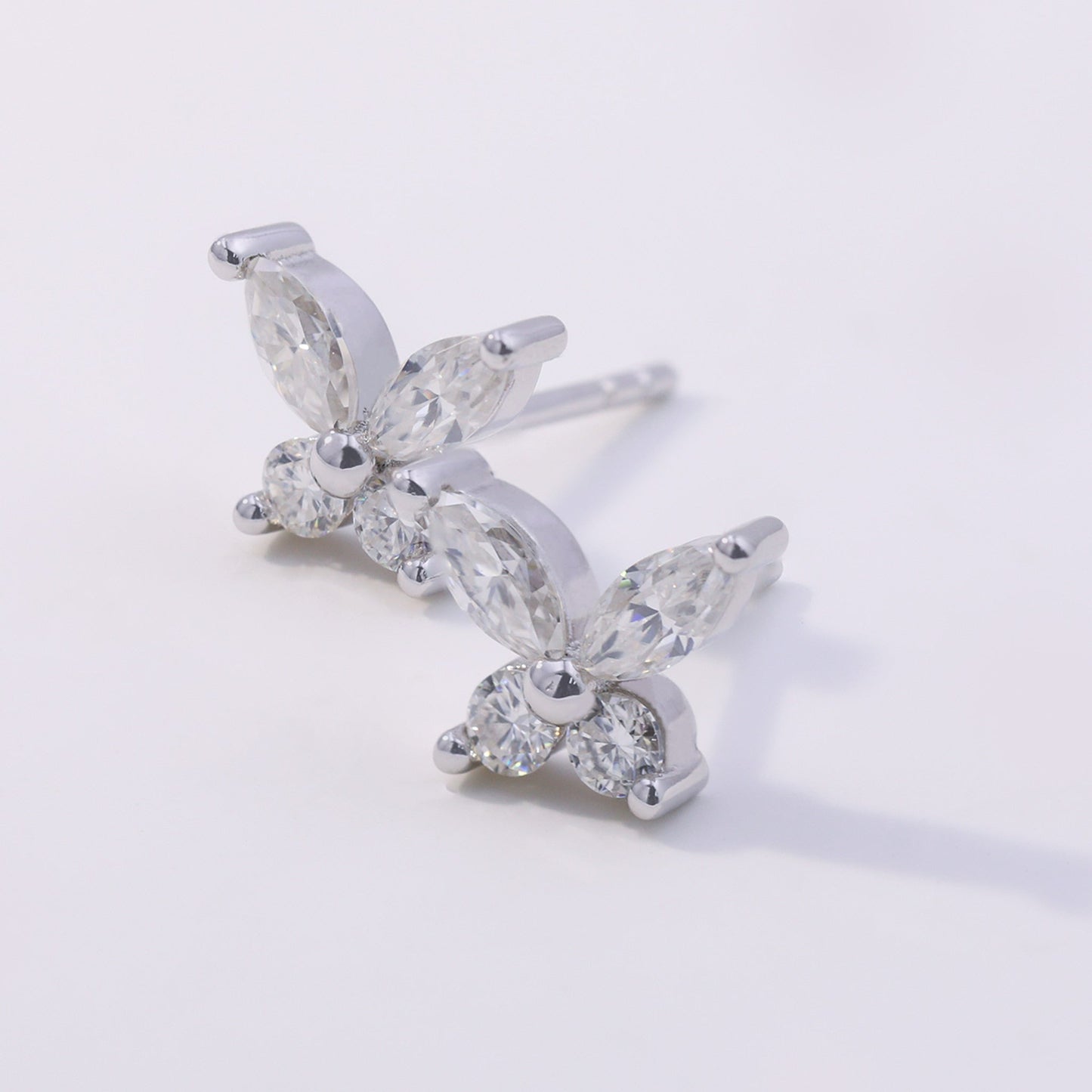 1ct Butterfly Shaped Moissanite Stud Earrings –  925 Sterling Silver for Women