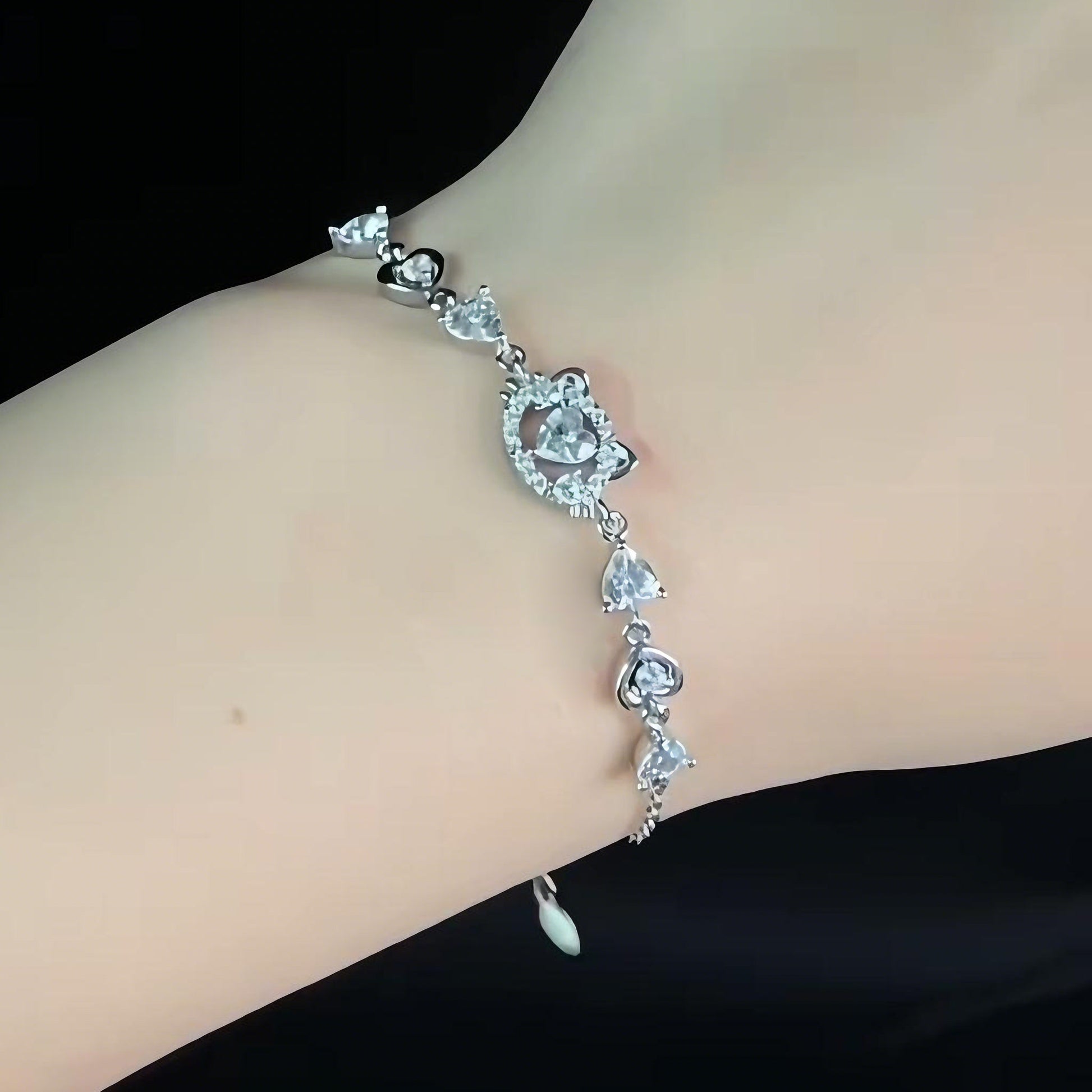 Wish Cat Bracelet with Round-Cut Moissanite | 925 Sterling Silver Cute Style | BOCOS JEWELRY