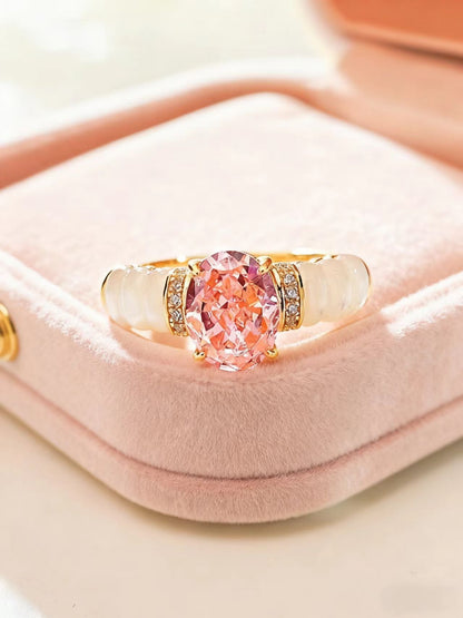 Lab Grown Padparadscha Sapphire Ring - Peach Sapphire Engagement Rings