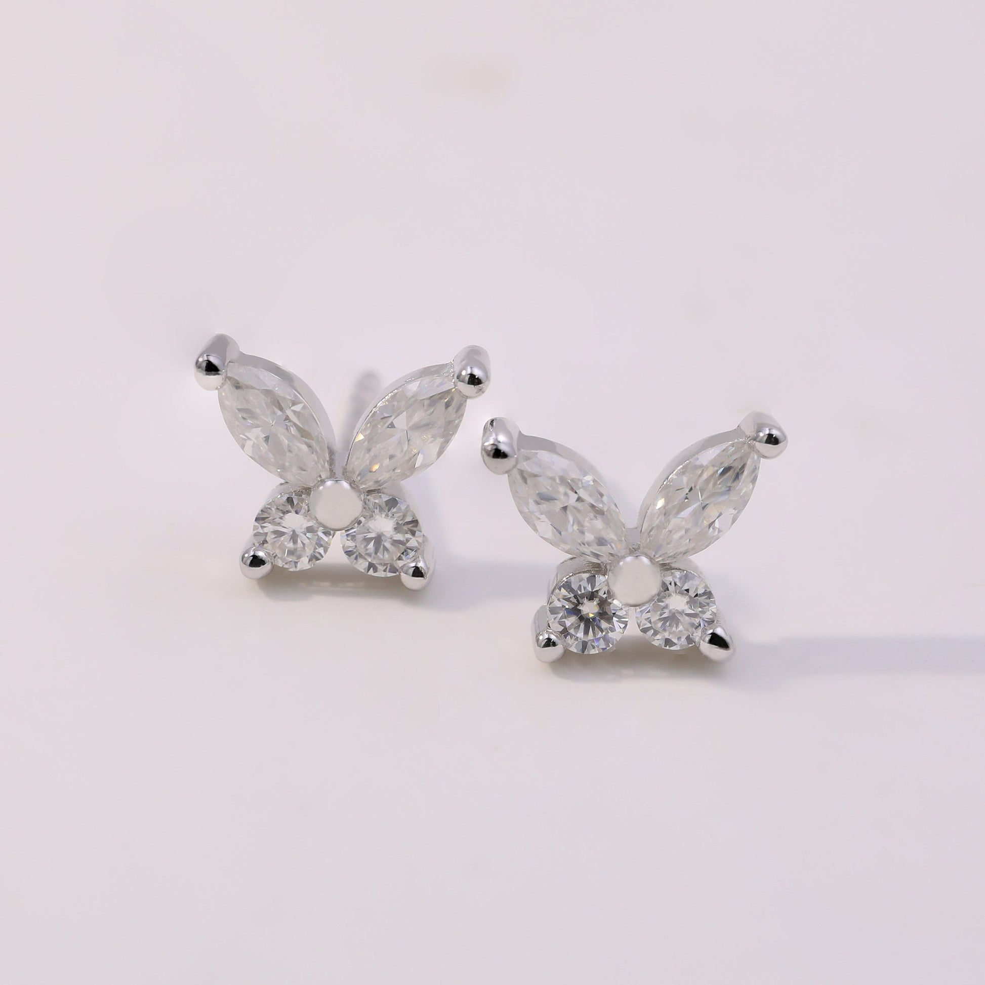 1ct Butterfly Shaped Moissanite Stud Earrings –  925 Sterling Silver for Women