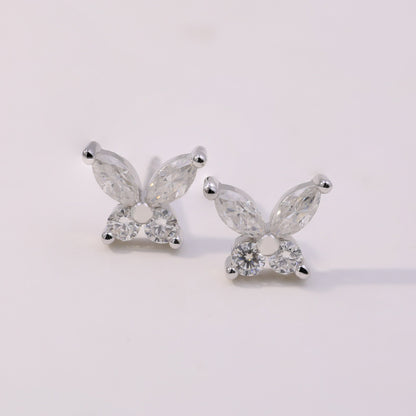 1ct Butterfly Shaped Moissanite Stud Earrings –  925 Sterling Silver for Women