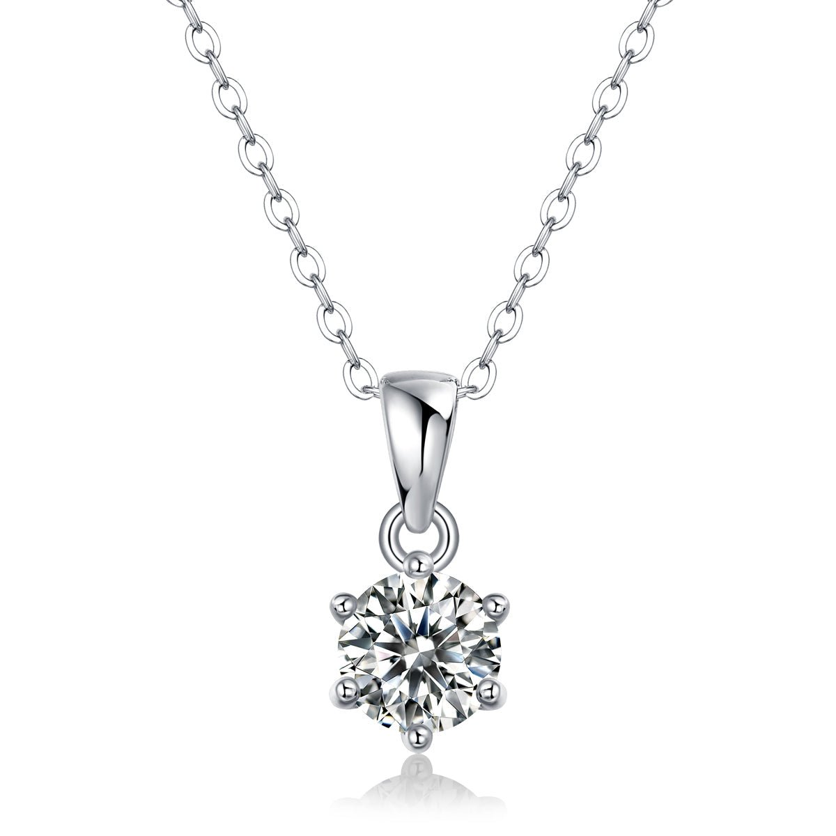 3ct Round Cut Moissanite Pendant Necklace – 6-Prong Setting, 925 Sterling Silver