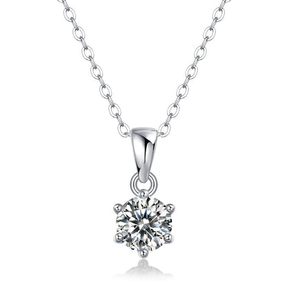3ct Round Cut Moissanite Pendant Necklace – 6-Prong Setting, 925 Sterling Silver