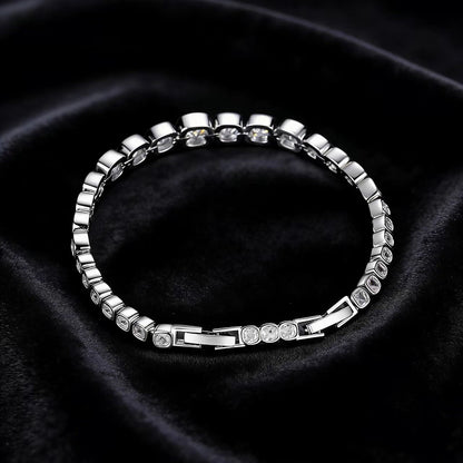 18k Gold Princess-Cut Moissanite Bezel Set Tennis Bracelet | BOCOS JEWELRY