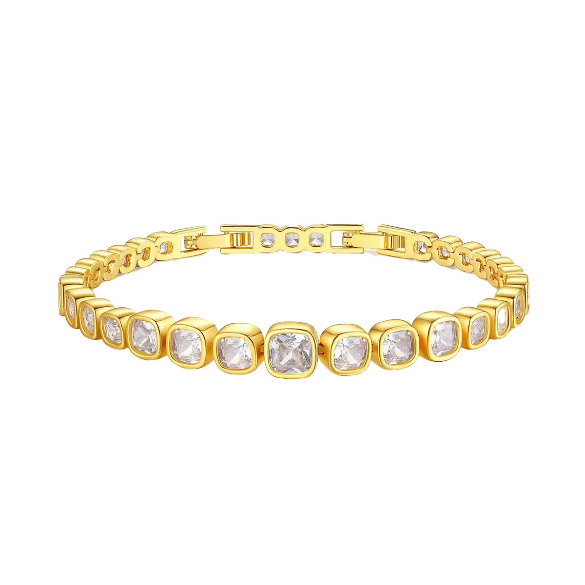18k Gold Princess-Cut Moissanite Bezel Set Tennis Bracelet | BOCOS JEWELRY