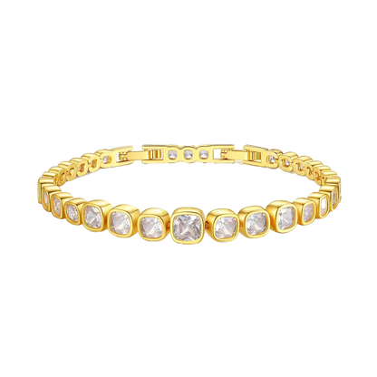 18k Gold Princess-Cut Moissanite Bezel Set Tennis Bracelet | BOCOS JEWELRY