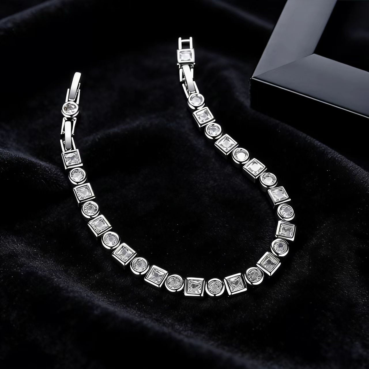 18k Gold Round & Princess-Cut Moissanite Tennis Bracelet | BOCOS JEWELRY