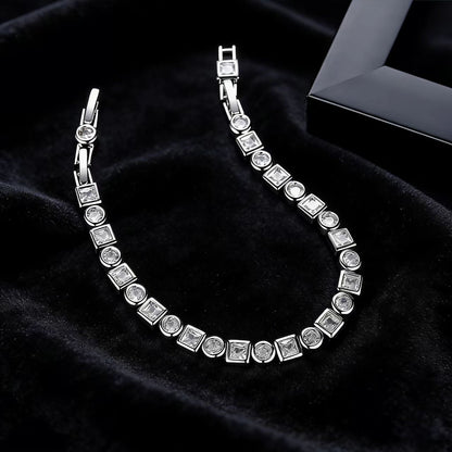 18k Gold Round & Princess-Cut Moissanite Tennis Bracelet | BOCOS JEWELRY