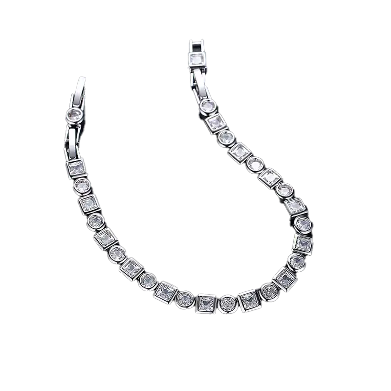 18k Gold Round & Princess-Cut Moissanite Tennis Bracelet | BOCOS JEWELRY