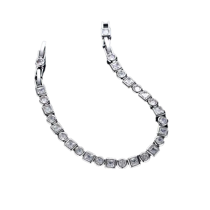 18k Gold Round & Princess-Cut Moissanite Tennis Bracelet | BOCOS JEWELRY