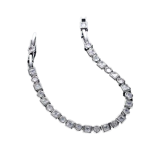 18k Gold Round & Princess-Cut Moissanite Tennis Bracelet | BOCOS JEWELRY