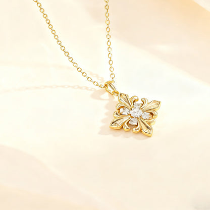 925 Silver Gold-Plated Round-Cut Moissanite Pendant Necklace | BOCOS JEWELRY