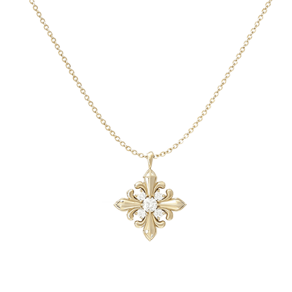 925 Silver Gold-Plated Round-Cut Moissanite Pendant Necklace | BOCOS JEWELRY