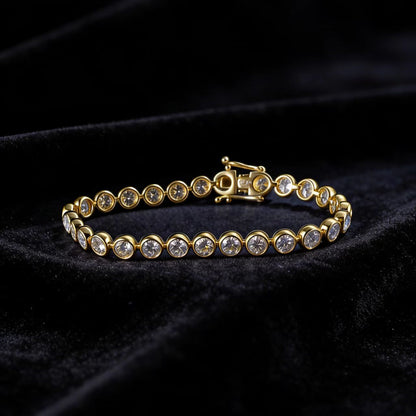 18k Gold Round-Cut Bezel Set Bubble Tennis Bracelet | BOCOS JEWELRY