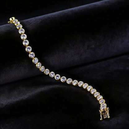 18k Gold Round-Cut Bezel Set Bubble Tennis Bracelet | BOCOS JEWELRY