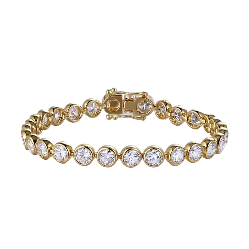 18k Gold Round-Cut Bezel Set Bubble Tennis Bracelet | BOCOS JEWELRY