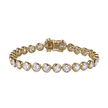 18k Gold Round-Cut Bezel Set Bubble Tennis Bracelet | BOCOS JEWELRY