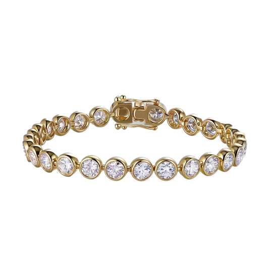18k Gold Round-Cut Bezel Set Bubble Tennis Bracelet | BOCOS JEWELRY