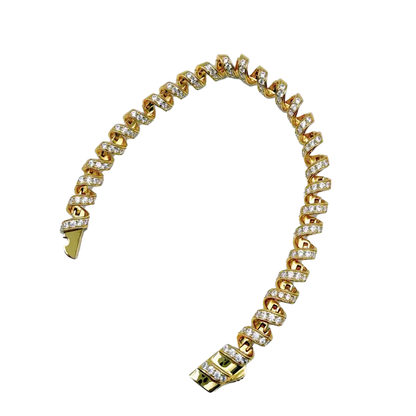 18k Gold Round-Cut Moissanite Spiral Link Bracelet | BOCOS JEWELRY
