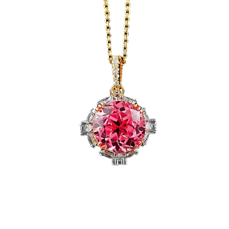 18k Yellow Gold Lotus-Cut Padparadscha Sunset Hue Pendant Necklace | BOCOS JEWELRY
