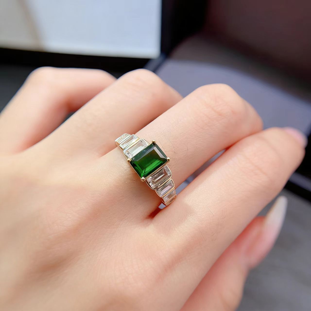 18k Yellow Gold Emerald-Cut 2ct Lab-Grown Emerald Ring | BOCOS JEWELRY