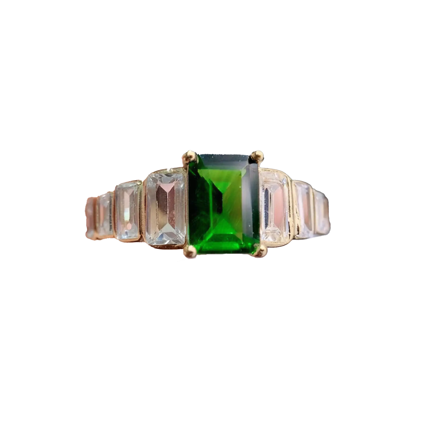 18k Yellow Gold Emerald-Cut 2ct Lab-Grown Emerald Ring | BOCOS JEWELRY