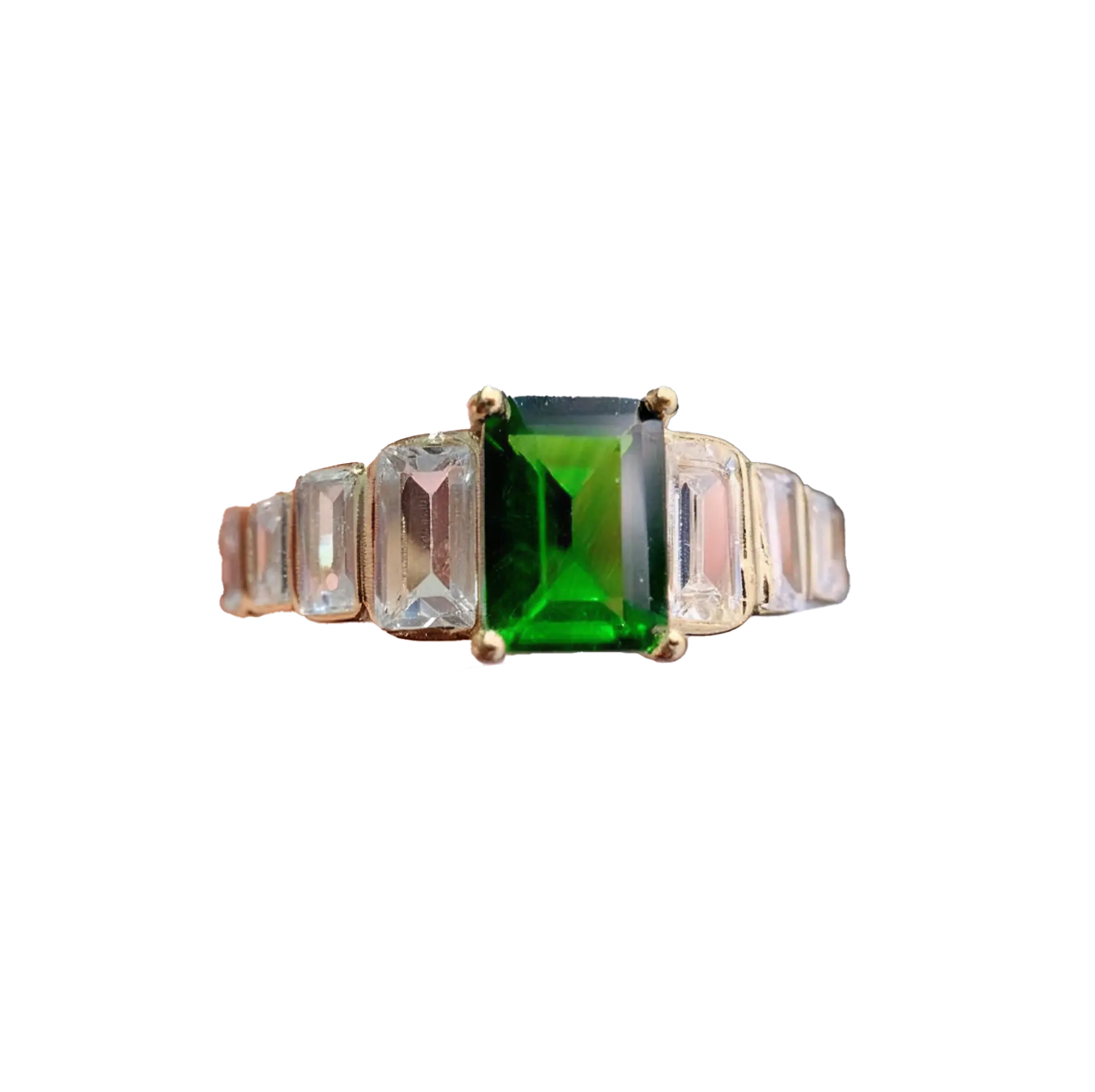 18k Yellow Gold Emerald-Cut 2ct Lab-Grown Emerald Ring | BOCOS JEWELRY