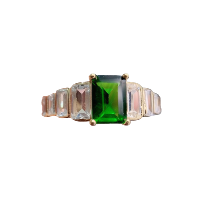 18k Yellow Gold Emerald-Cut 2ct Lab-Grown Emerald Ring | BOCOS JEWELRY