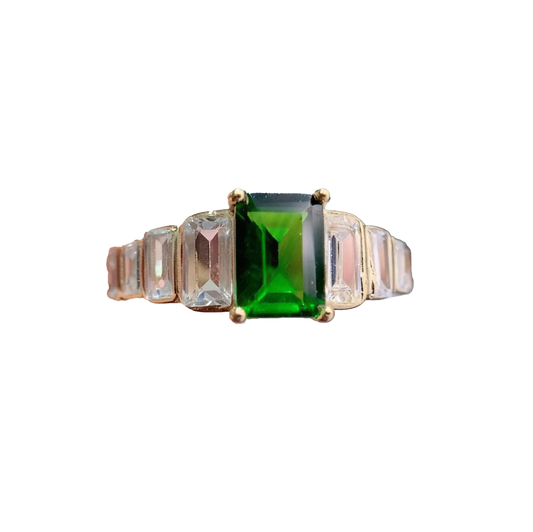 18k Yellow Gold Emerald-Cut 2ct Lab-Grown Emerald Ring | BOCOS JEWELRY
