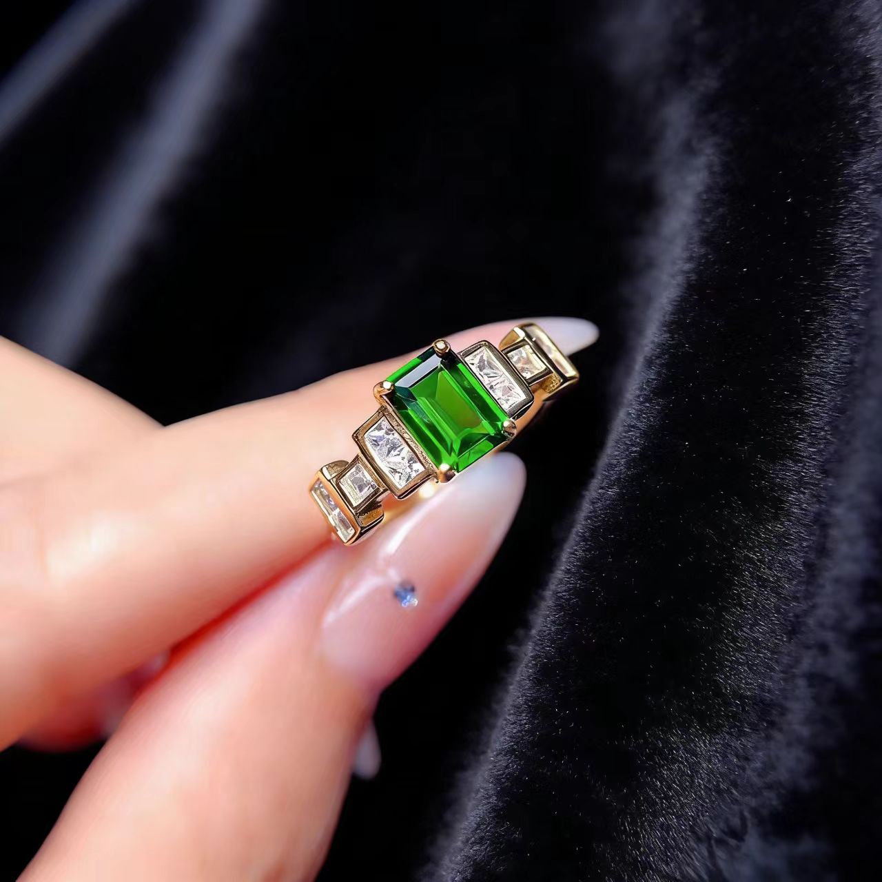 1.5ct Emerald-Cut Lab-Grown Emerald Ring - 18k Yellow Gold - BOCOS JEWELRY