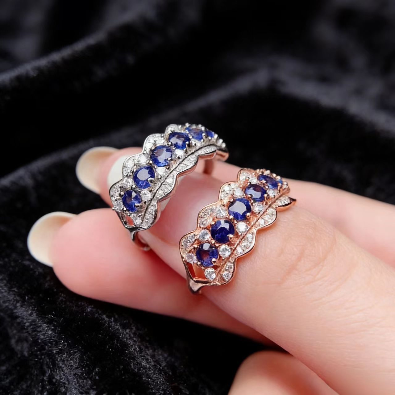 1.2ct Round-Cut Lab-Grown Sapphire Ring - 18k White Gold - BOCOS JEWELRY