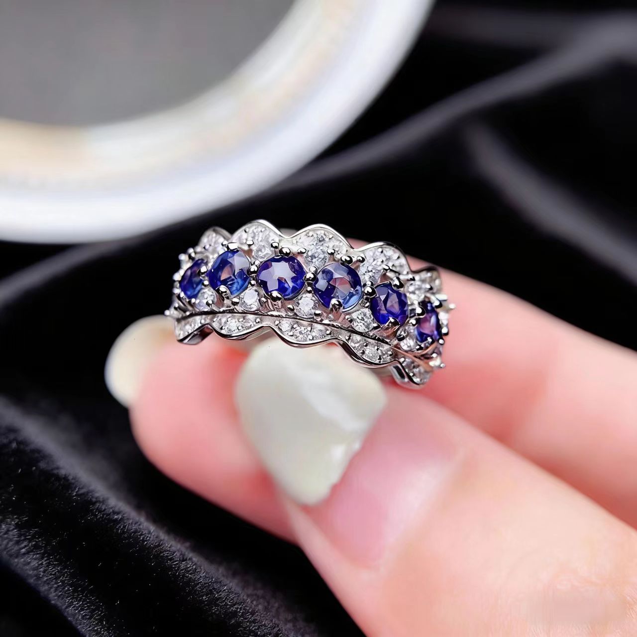 1.2ct Round-Cut Lab-Grown Sapphire Ring - 18k White Gold - BOCOS JEWELRY