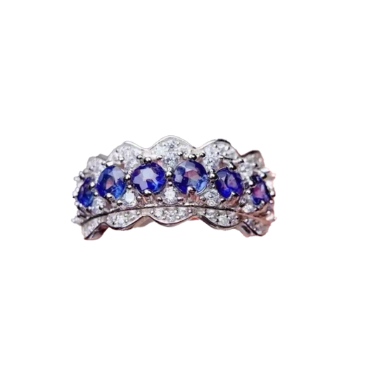 1.2ct Round-Cut Lab-Grown Sapphire Ring - 18k White Gold - BOCOS JEWELRY