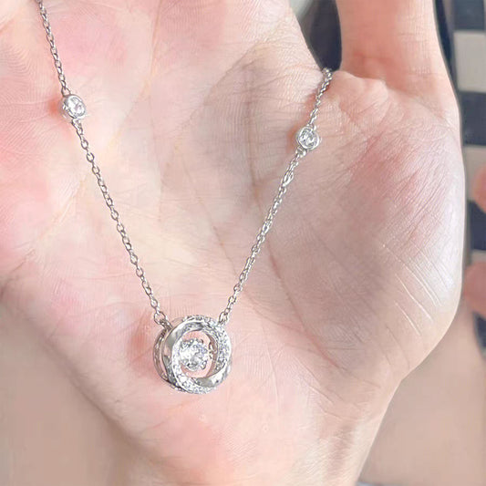 0.5ct Round-Cut Moissanite Necklace - 18k White Gold - BOCOS JEWELRY