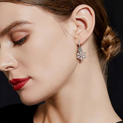 1.0ct Round-Cut Moissanite & Natural Pearl Asymmetric Christmas Drop Earrings - S925 Silver - BOCOS JEWELRY