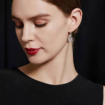 1.0ct Round-Cut Moissanite & Natural Pearl Asymmetric Christmas Drop Earrings - S925 Silver - BOCOS JEWELRY