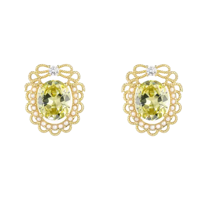 1.5ct Oval-Cut Lab-Grown Peridot Stud Earrings - Gold-Plated S925 Silver - BOCOS JEWELRY