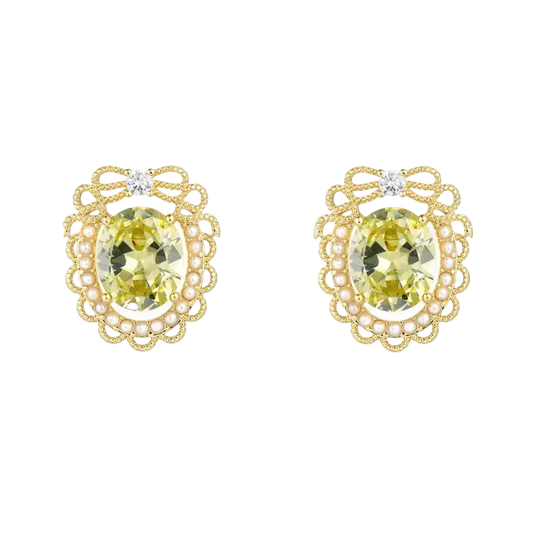 1.5ct Oval-Cut Lab-Grown Peridot Stud Earrings - Gold-Plated S925 Silver - BOCOS JEWELRY