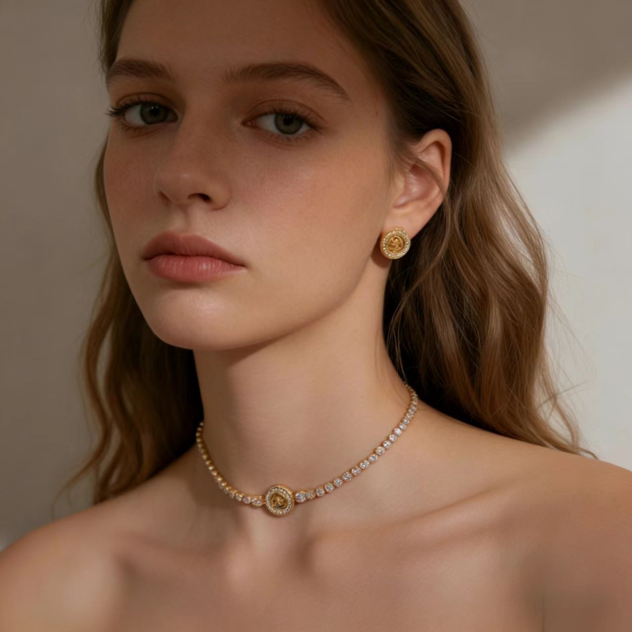 2.0ct Round-Cut Moissanite Four-Leaf Clover Choker Necklace - Gold-Plated S925 Silver - BOCOS JEWELRY