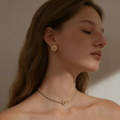 2.0ct Round-Cut Moissanite Four-Leaf Clover Choker Necklace - Gold-Plated S925 Silver - BOCOS JEWELRY