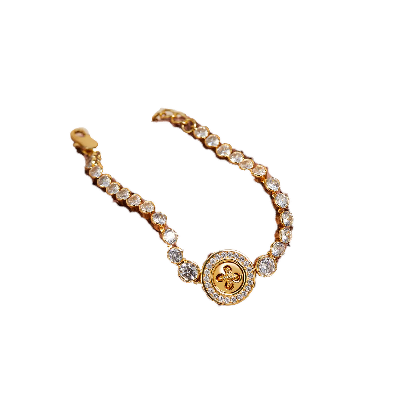 2.0ct Round-Cut Moissanite Four-Leaf Clover Choker Necklace - Gold-Plated S925 Silver - BOCOS JEWELRY