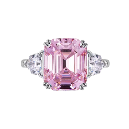 3.0ct Asscher-Cut Lab-Grown Pink Sapphire Ring - 18k White Gold - BOCOS JEWELRY