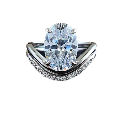 2.5ct Oval-Cut Moissanite Double-Band Ring - 18k Yellow Gold - BOCOS JEWELRY