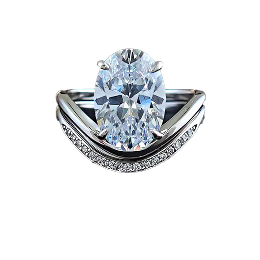 2.5ct Oval-Cut Moissanite Double-Band Ring - 18k Yellow Gold - BOCOS JEWELRY