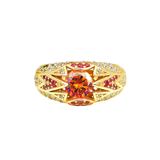 2ct Round-Cut Lab-Grown Fanta Orange Sapphire Ring - 18k Yellow Gold - BOCOS JEWELRY