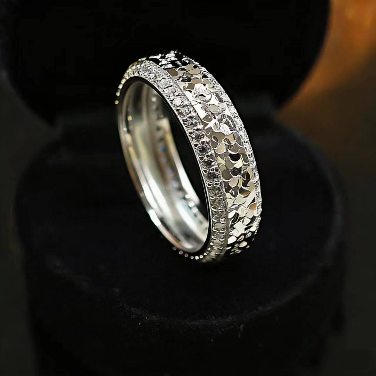 0.5ct Round-Cut Moissanite Crushed Ice Texture Ring - 18k Yellow Gold - BOCOS JEWELRY