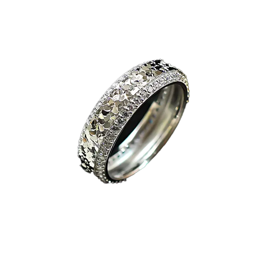 0.5ct Round-Cut Moissanite Crushed Ice Texture Ring - 18k Yellow Gold - BOCOS JEWELRY